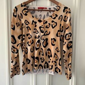 Beige animal print button down sweater M